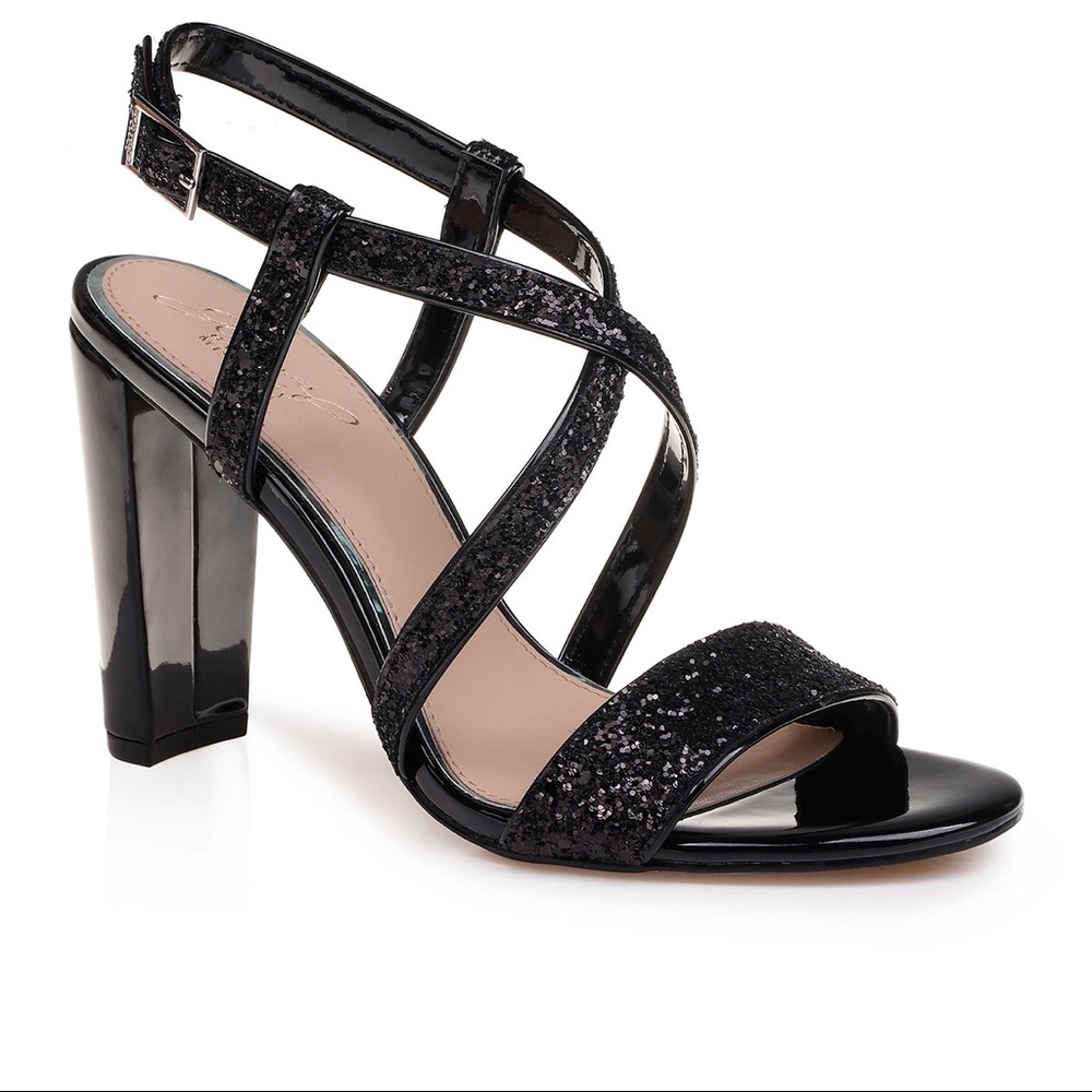 BNIB Badgley Mischka Diza Glitter Heel Sandals 8